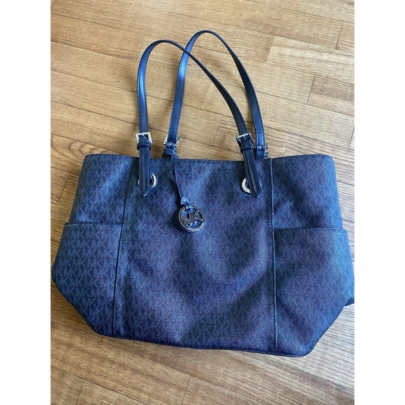 Michael Kors Jet Set Tote Signature Monogram Handbag MK Logo Shoulder Bag Purse - Picture 1 of 8